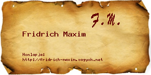 Fridrich Maxim névjegykártya
